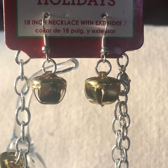 Two Tone Jingle Bell Necklace and Earring Set - Picture 2 of 2